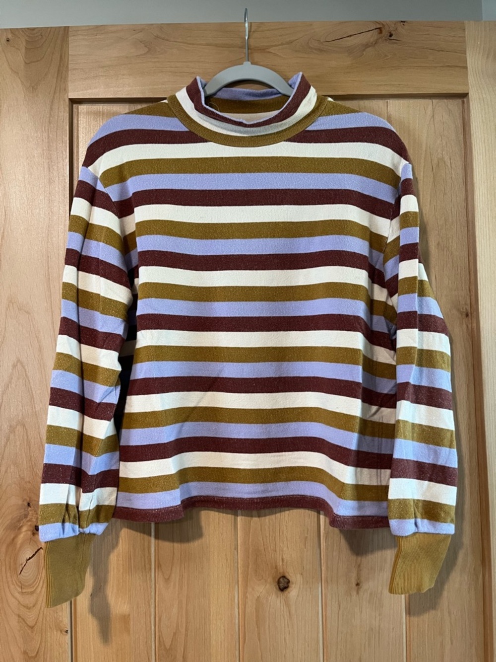 Madewell Striped Knit Sweater in Lavender, Mustard & Maroon Size S